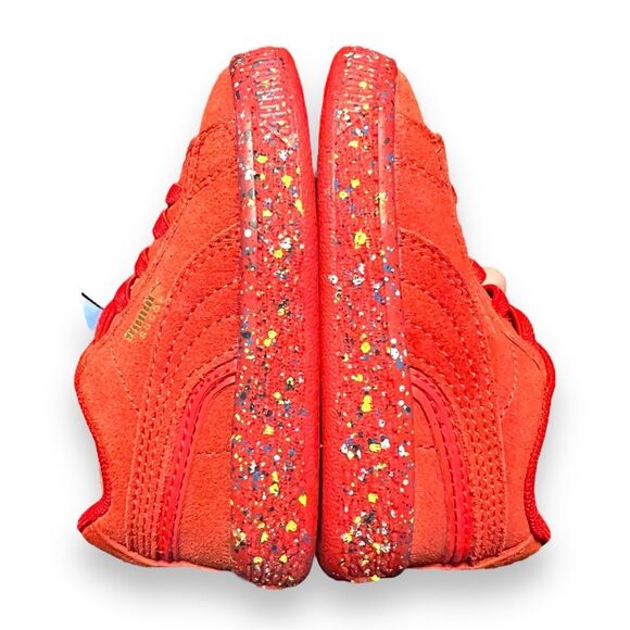 NEW Puma Suede Triplex Mono Red Paint Splatter Lace Up Sneaker Shoes Speckle 5C - Picture 5 of 14